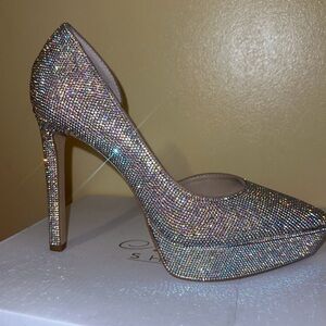 Gianni Bini Silver Bling Stiletto Heels with Platform Sole